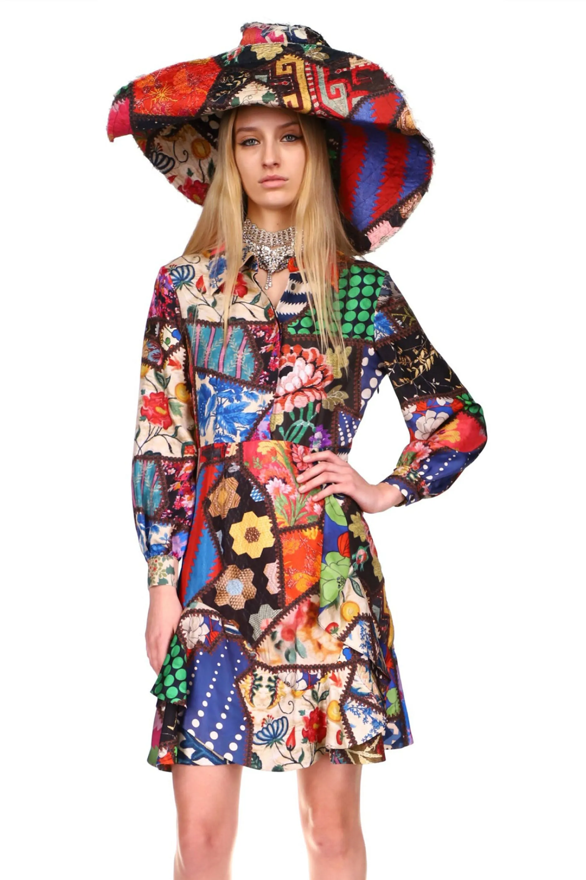 'HOTCH POTCH CRAZY QUILT' SILK KATE DRESS