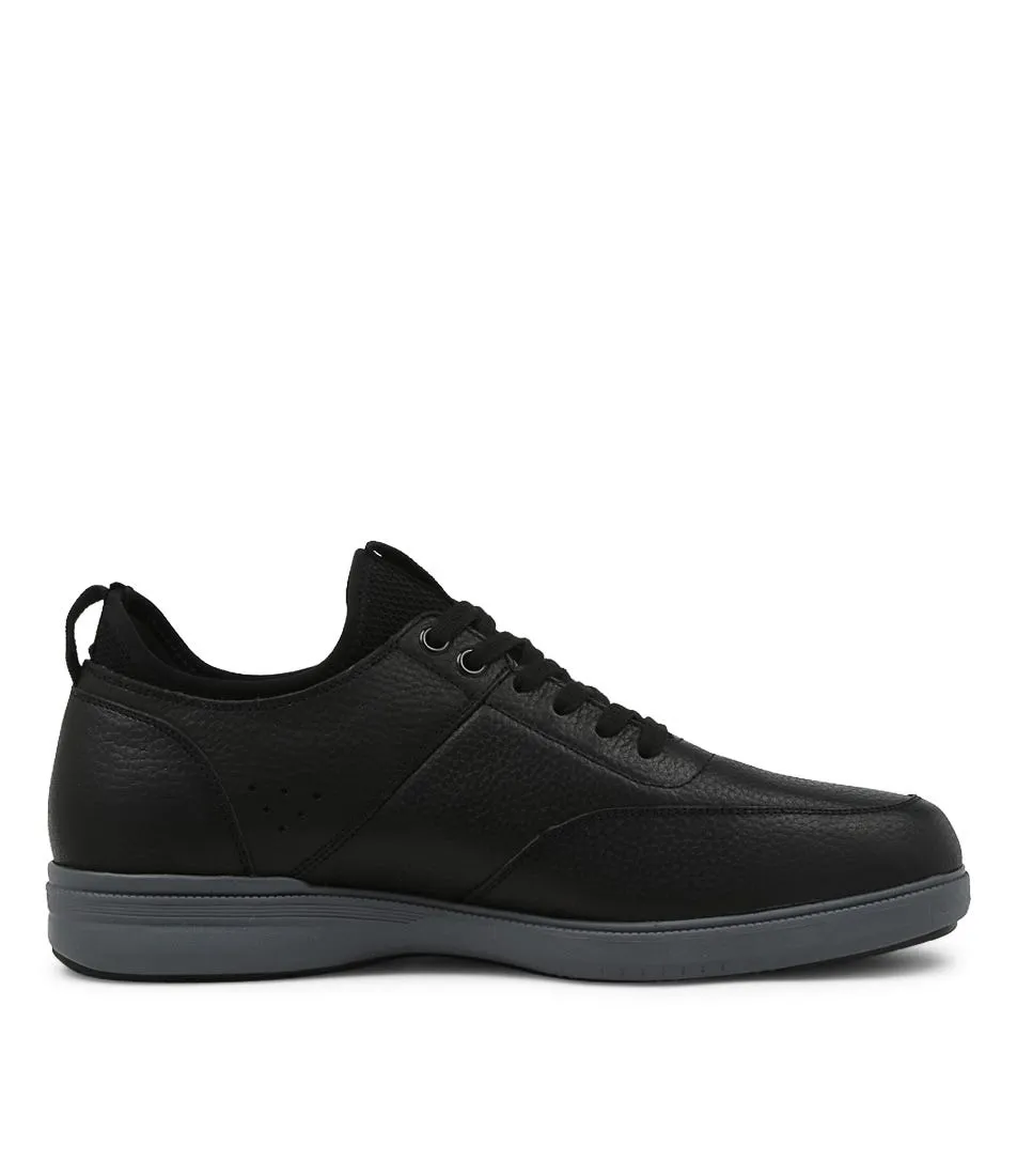 HUSH PUPPIES Lotad Black Tumble Leather Sneakers