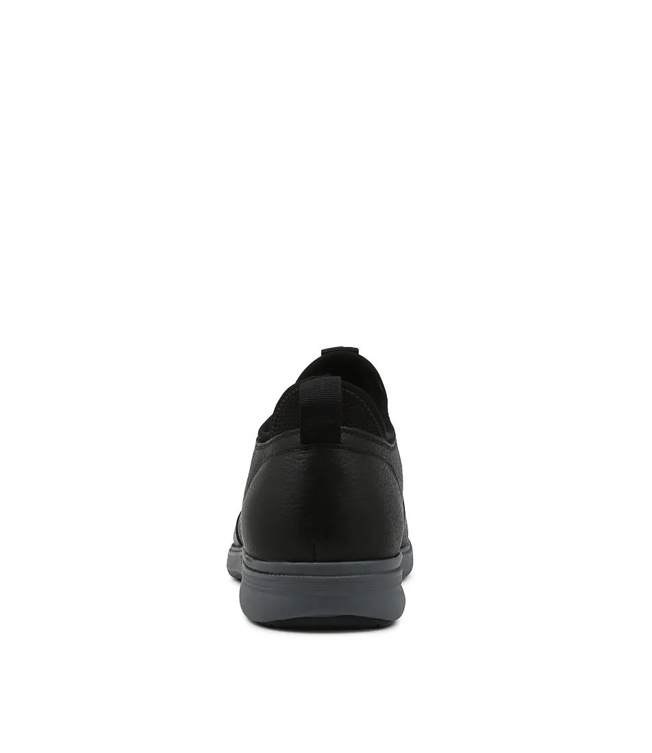 HUSH PUPPIES Lotad Black Tumble Leather Sneakers