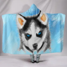 Husky Puppy Plush Wearable Hooded Blanket