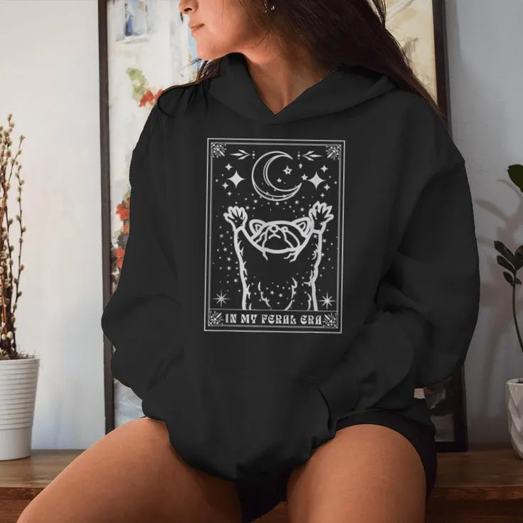 In My Feral Era Raccoon With Moon Trash Panda Women Hoodie