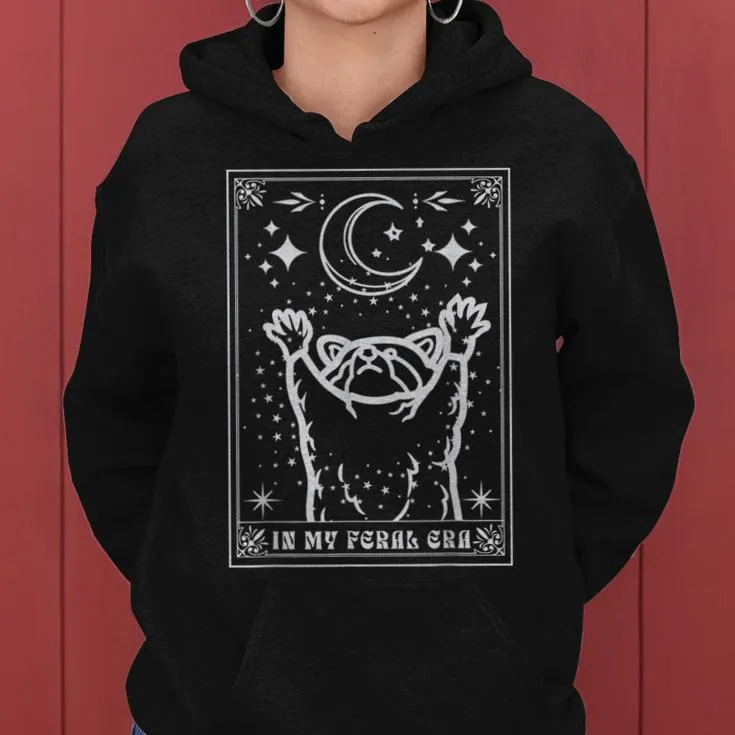 In My Feral Era Raccoon With Moon Trash Panda Women Hoodie