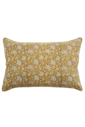 Indaba, Clara Linen Block Print Pillow- Ochre  