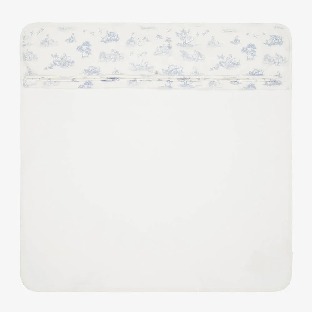 Ivory & Blue Toile de Jouy Blanket (74cm)