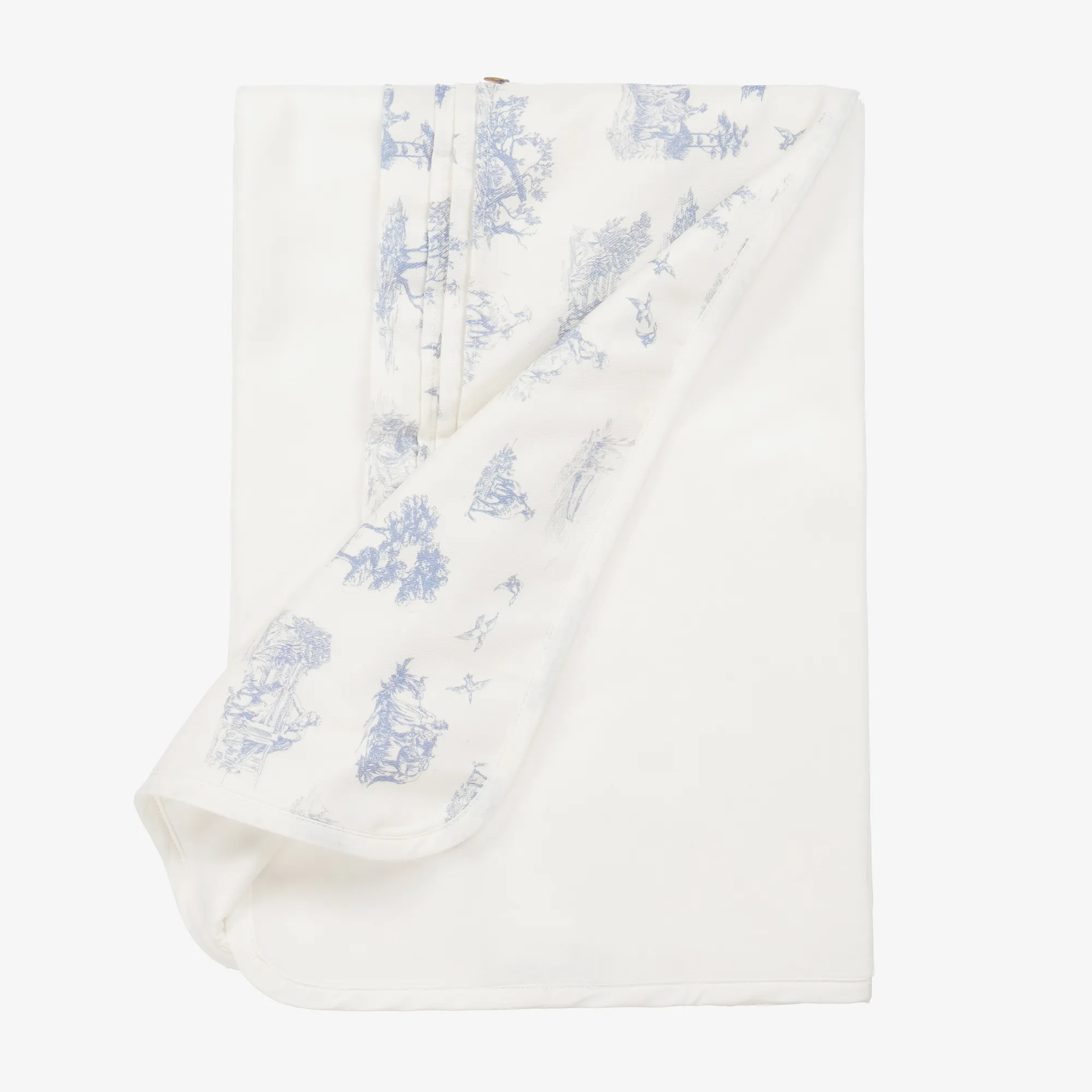 Ivory & Blue Toile de Jouy Blanket (74cm)