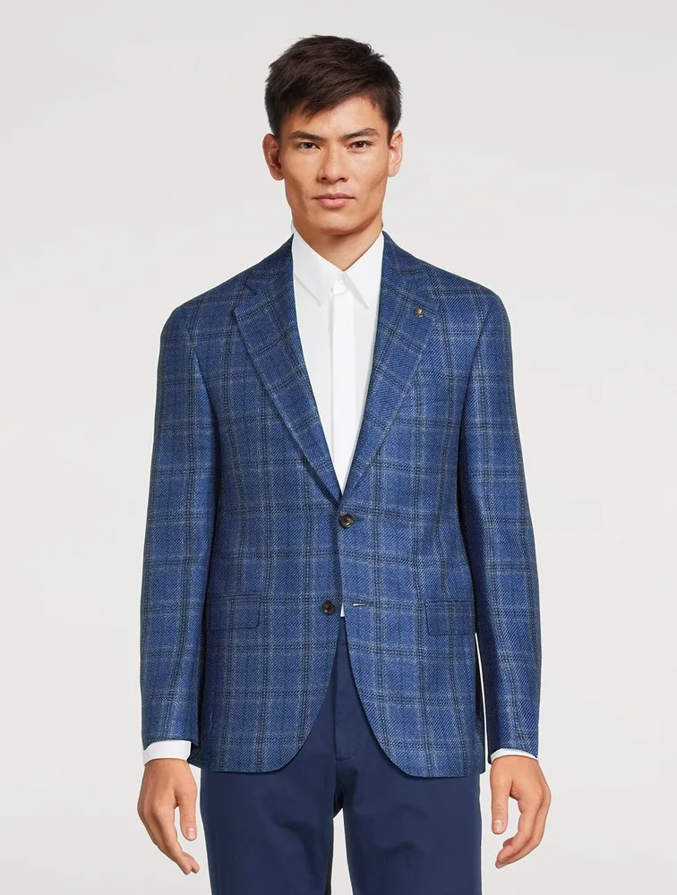 JACK VICTOR Mason Cashmere And Silk Jacket Plaid Print