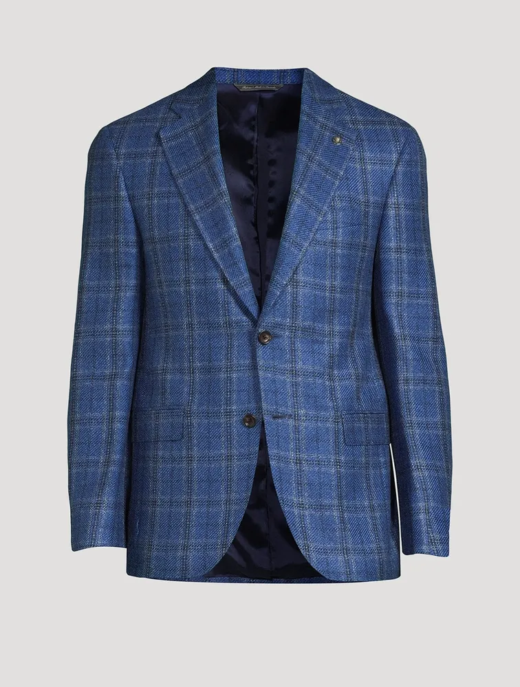 JACK VICTOR Mason Cashmere And Silk Jacket Plaid Print