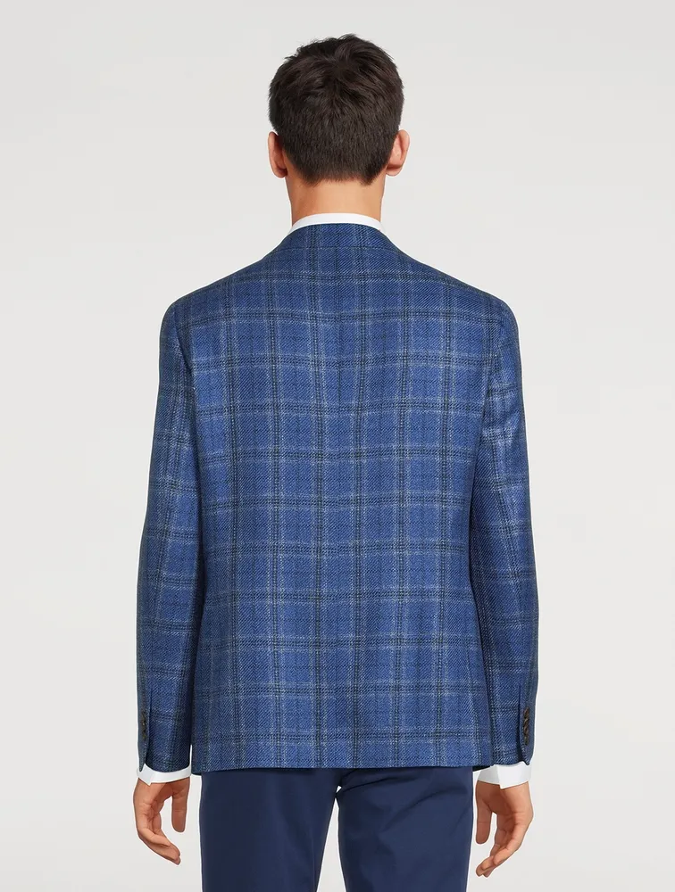 JACK VICTOR Mason Cashmere And Silk Jacket Plaid Print