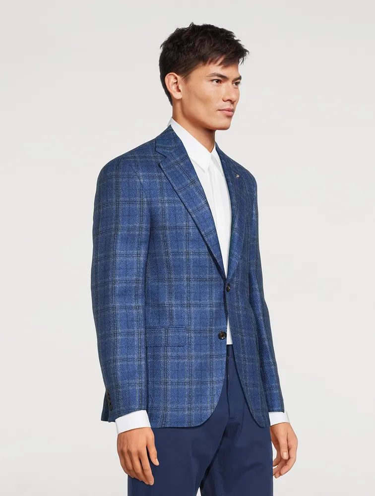 JACK VICTOR Mason Cashmere And Silk Jacket Plaid Print