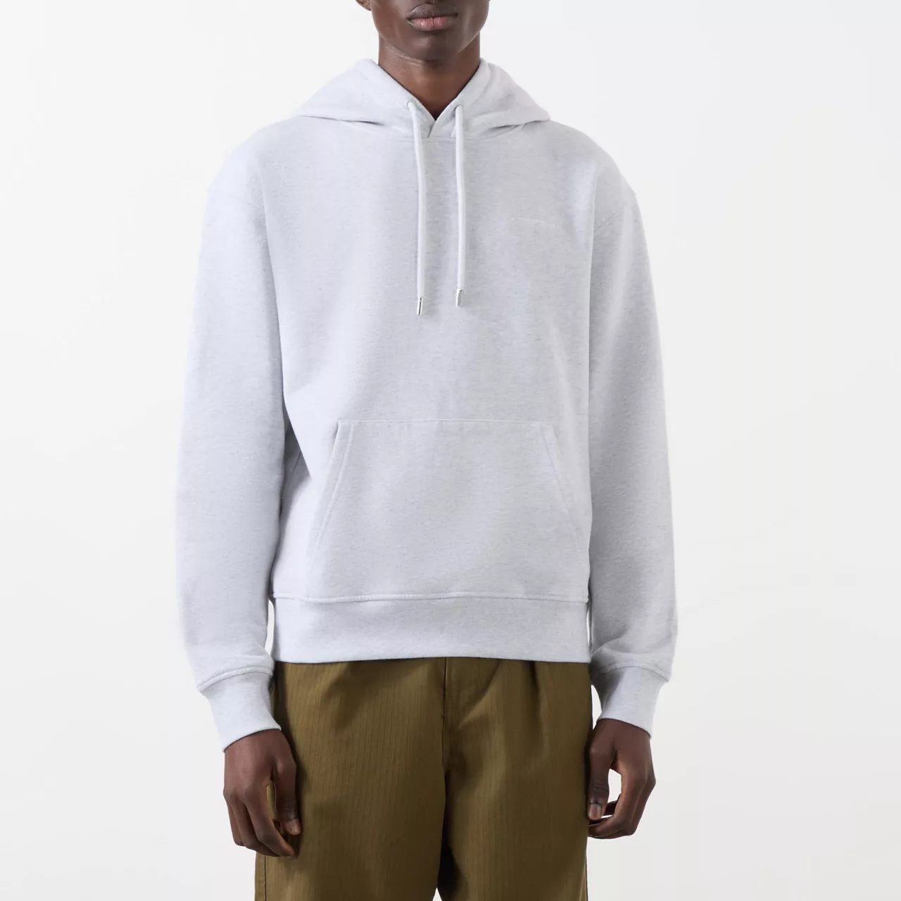 JACQUEMUS Brode Logo Drawstring Hoodie - Grey