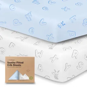 KeaBabies 2-Pack Soothe Fitted Crib Sheet, ABC Land Sky