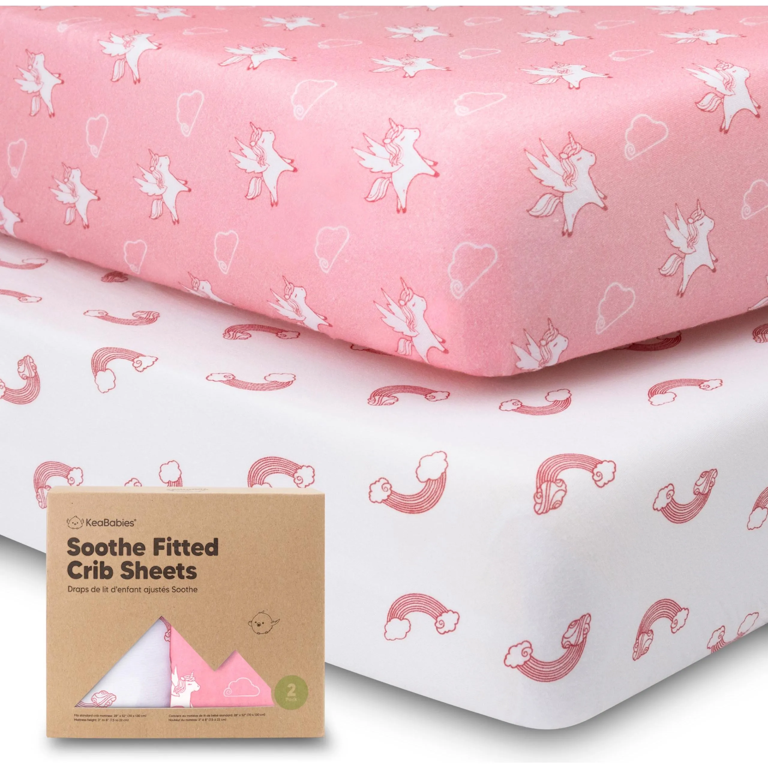 KeaBabies 2-Pack Soothe Fitted Crib Sheet, DreamLand