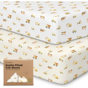 KeaBabies Soothe Fitted Crib Sheet, Construction (Pack Of 2)