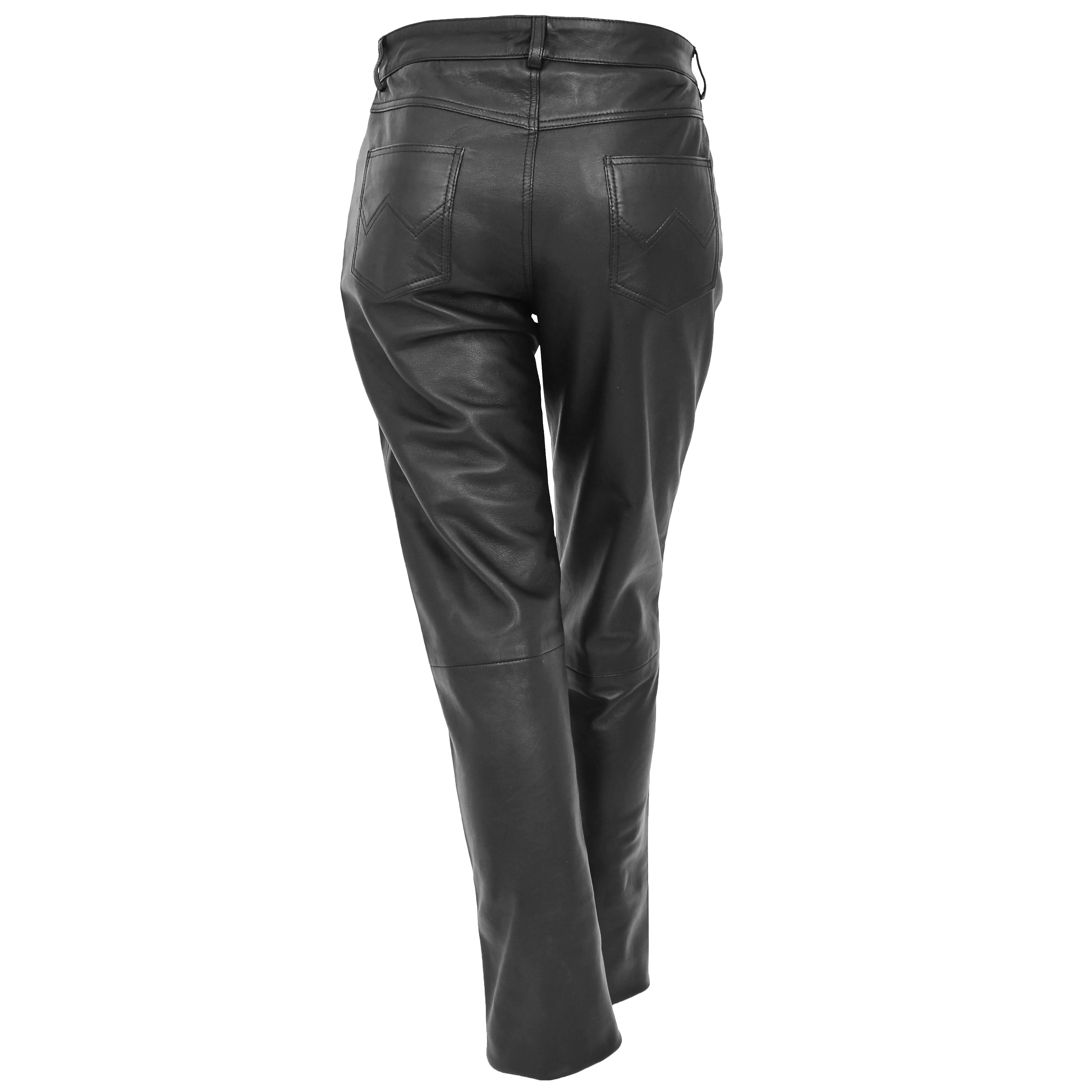 Ladies Leather Slim Fit Trousers Black