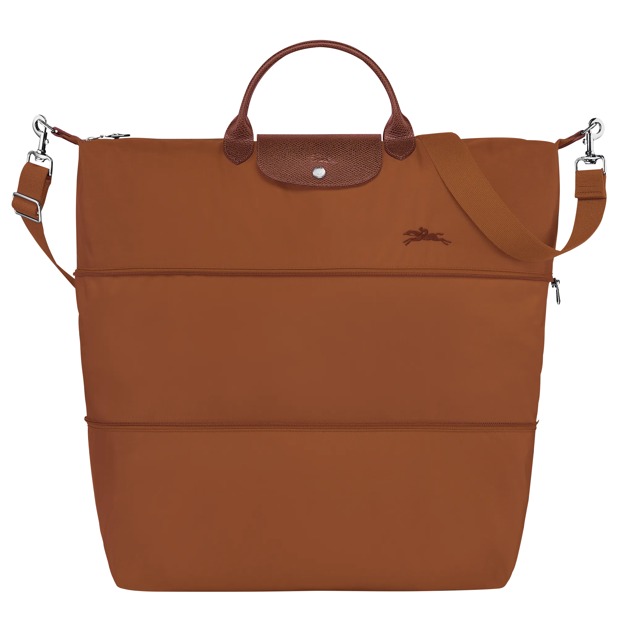 Le Pliage Green Travel bag expandable Cognac - Recycled canvas