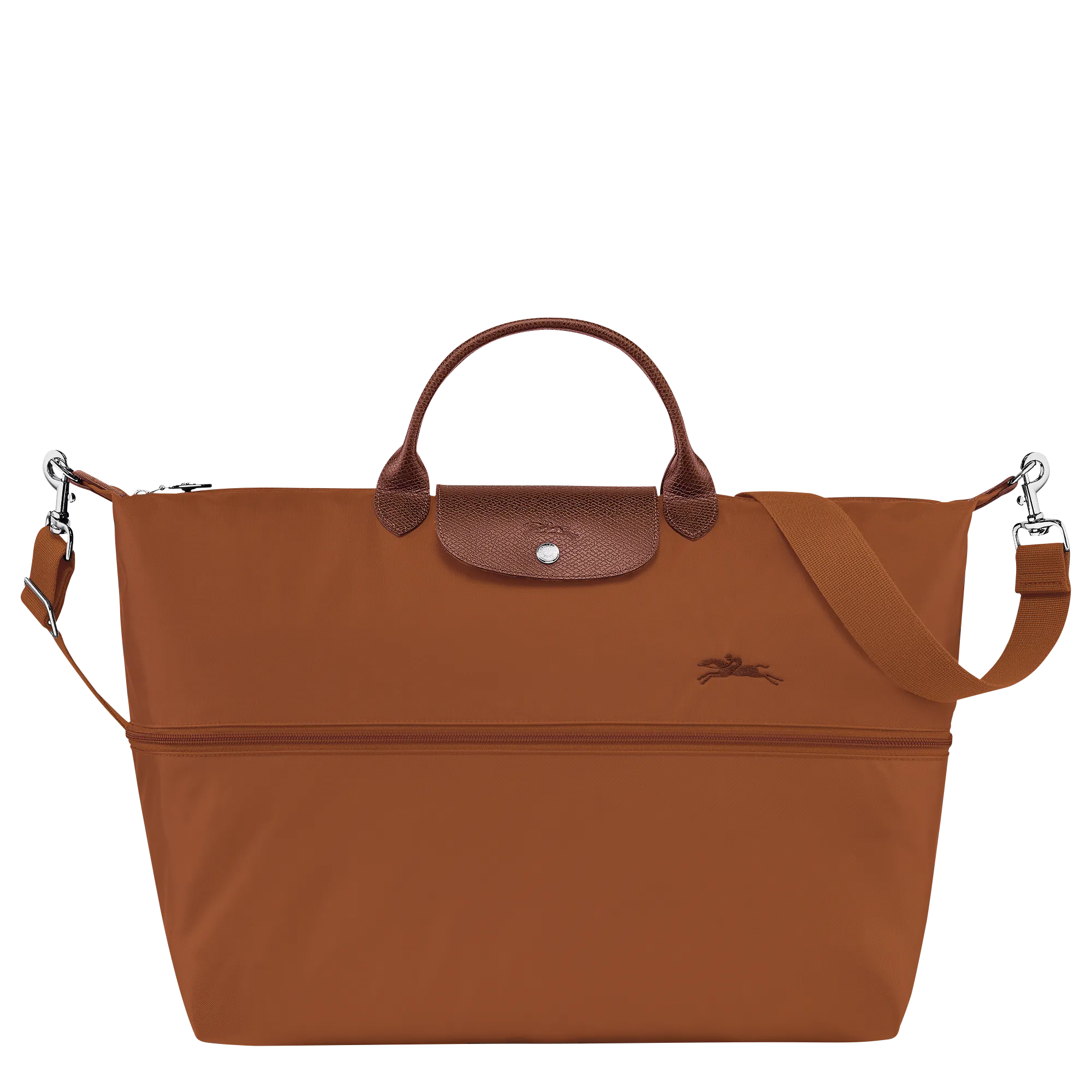 Le Pliage Green Travel bag expandable Cognac - Recycled canvas