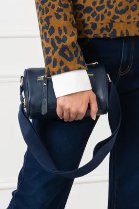 Leather Crossbody in Navy