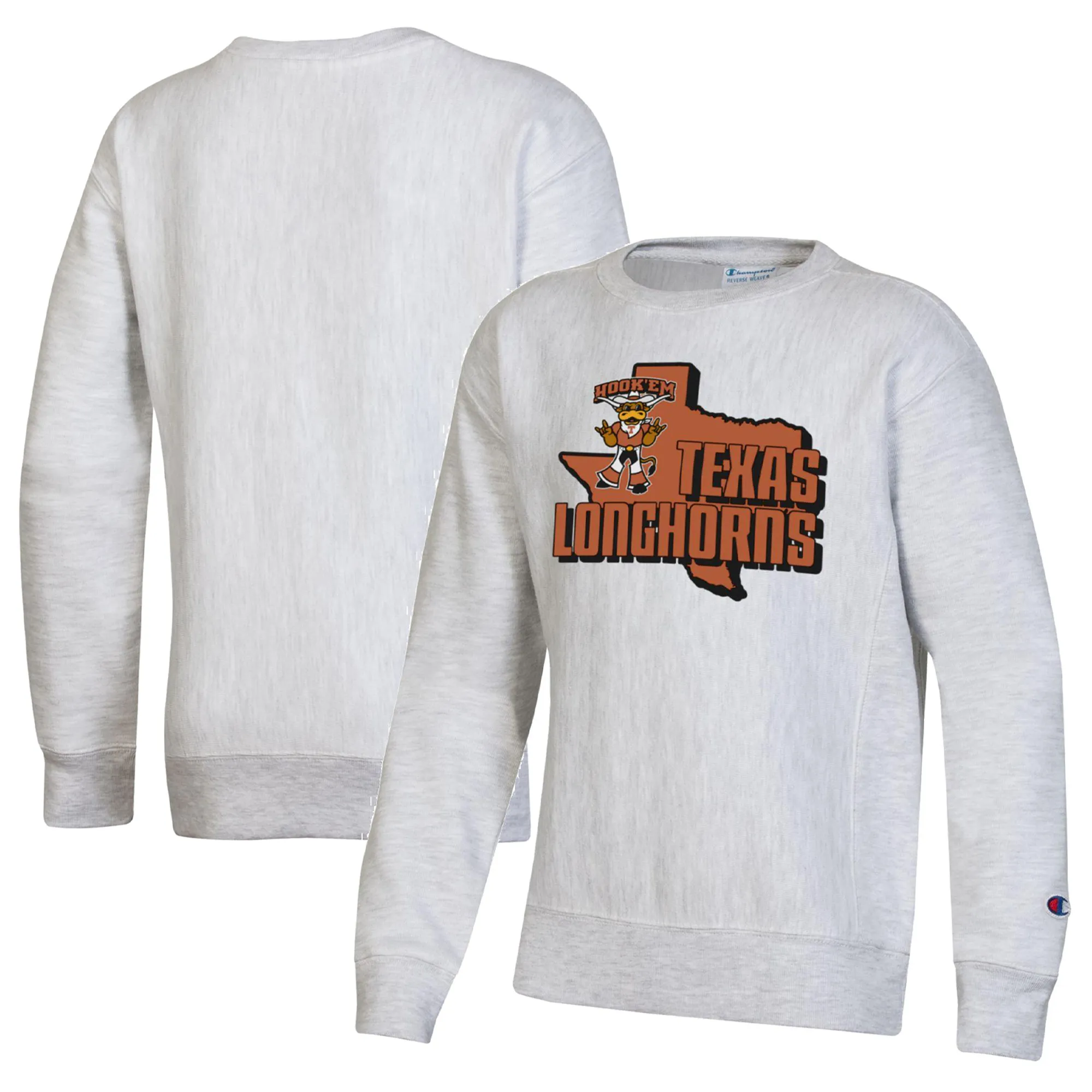 Lids Youth Champion Heather Gray Texas Longhorns Reverse Weave Pullover Sweatshirt