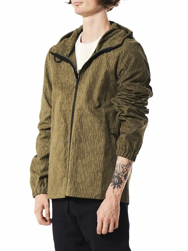 Line-Printed Hooded Windbreaker (MOT1008-R GREEN)