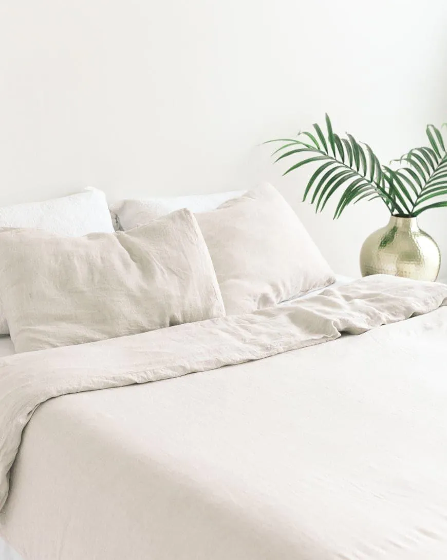 Linen Duvet Cover Set - Natural Chambray