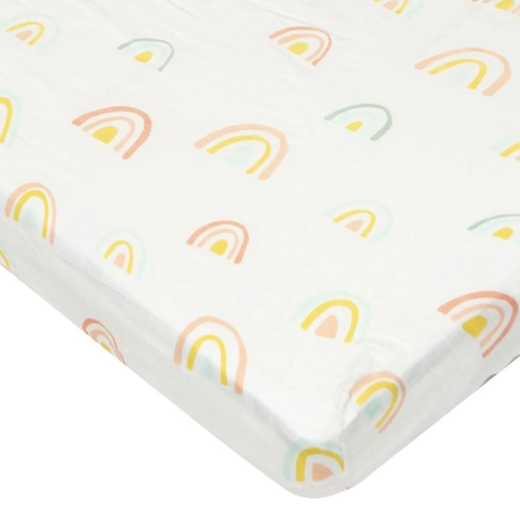 Loulou Lollipop Bamboo Muslin Fitted Crib Sheet - Pink Rainbow  - Clement