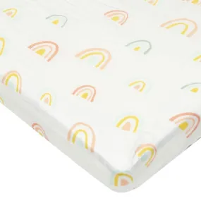 Loulou Lollipop Bamboo Muslin Fitted Crib Sheet - Pink Rainbow  - Clement