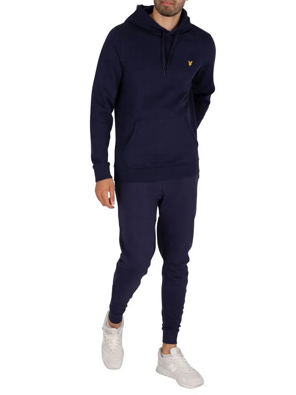 Lyle &amp; Scott Logo Pullover Hoodie - Navy