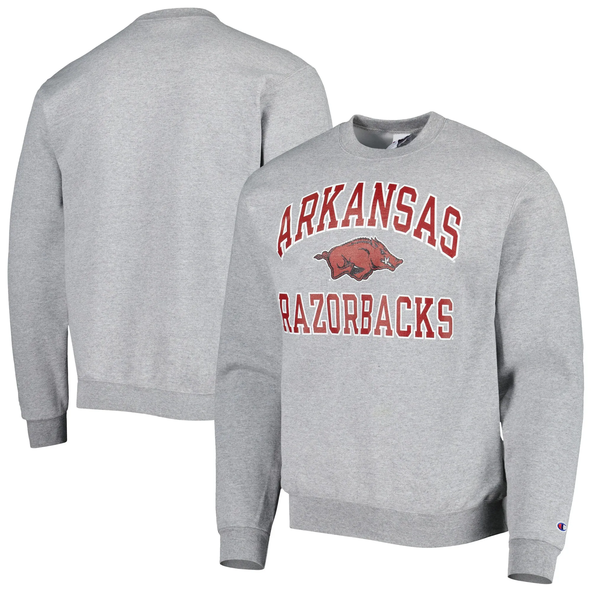 Men's Champion Heather Gray Arkansas Razorbacks High Motor Pullover Sweatshirt