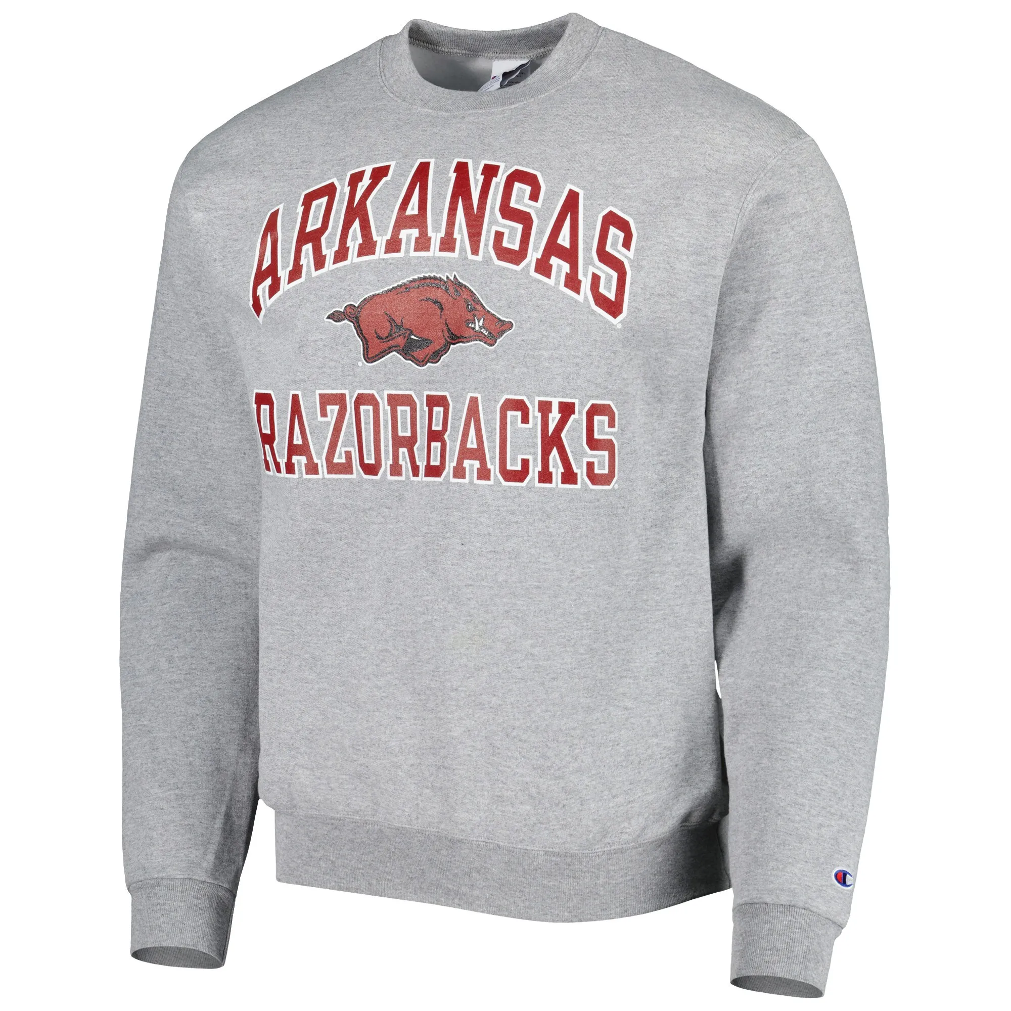 Men's Champion Heather Gray Arkansas Razorbacks High Motor Pullover Sweatshirt