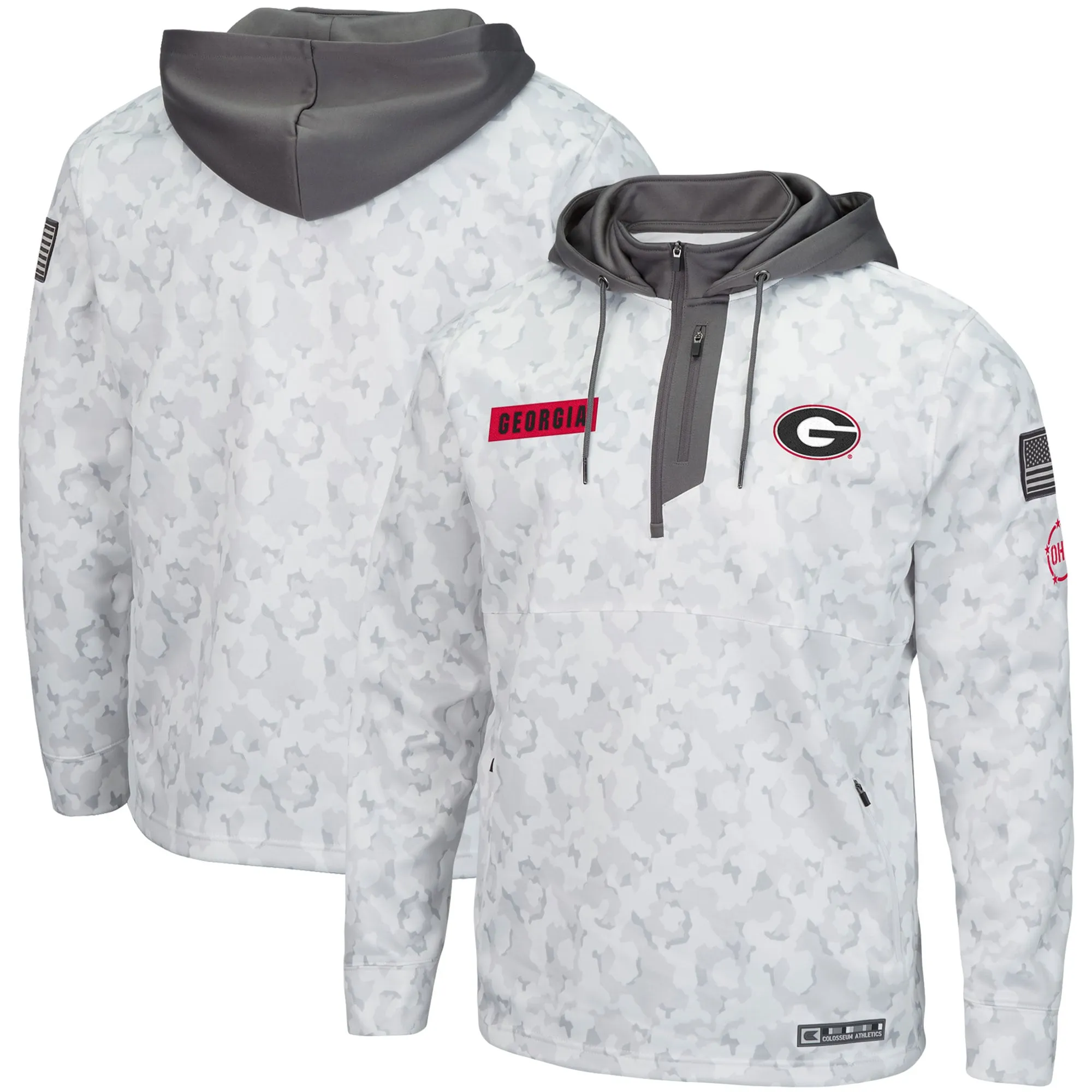 Men's Colosseum Arctic Camo Georgia Bulldogs OHT Military Appreciation Quarter-Zip Hoodie