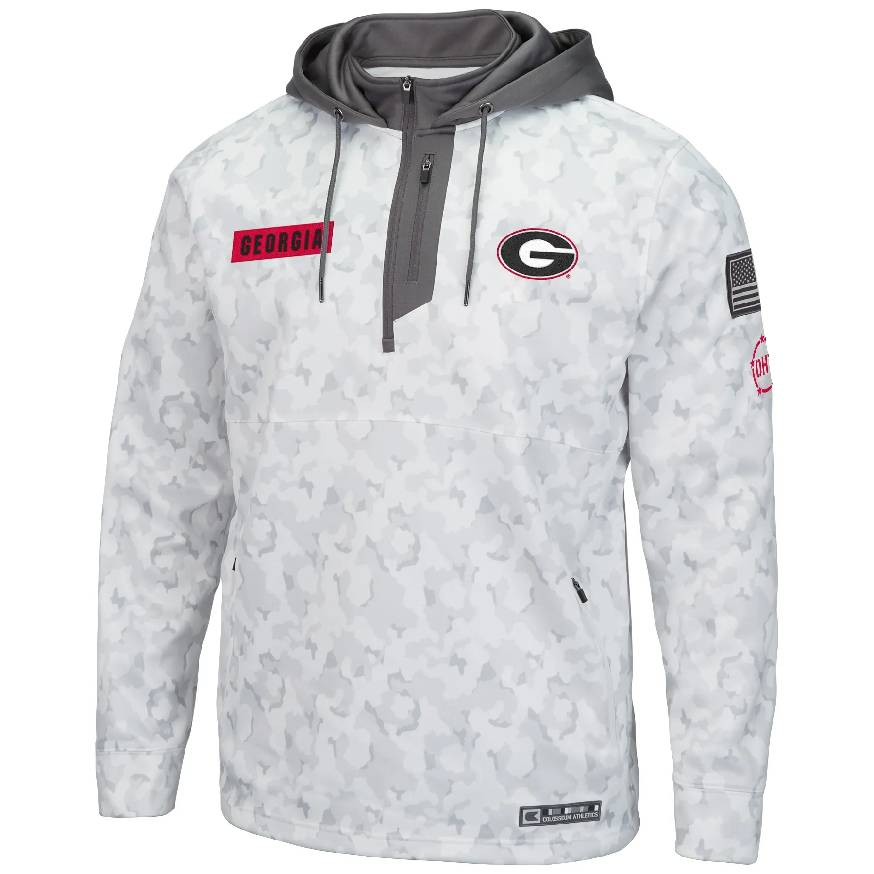 Men's Colosseum Arctic Camo Georgia Bulldogs OHT Military Appreciation Quarter-Zip Hoodie