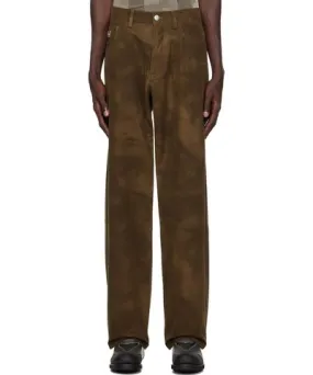 MISBHV Brown Faded Faux-Suede Trousers