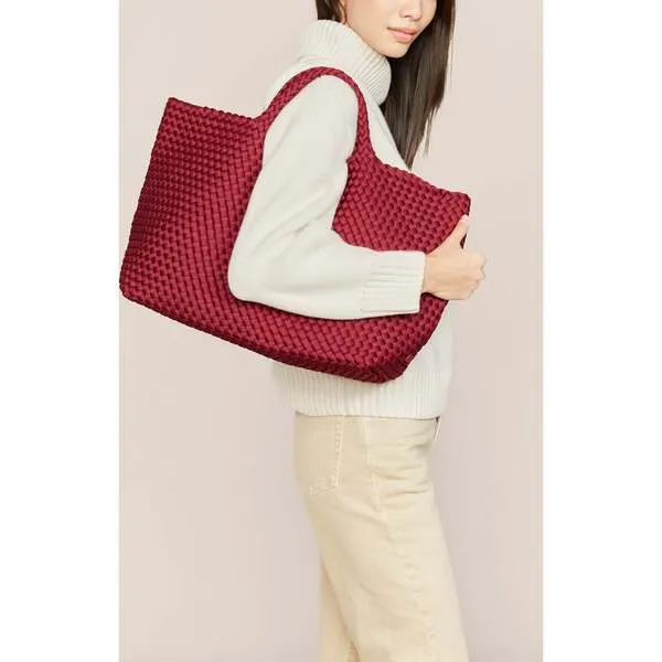 Naghedi NYC St Barths Handwoven Large Tote With Zipped Pouch, Rosewood