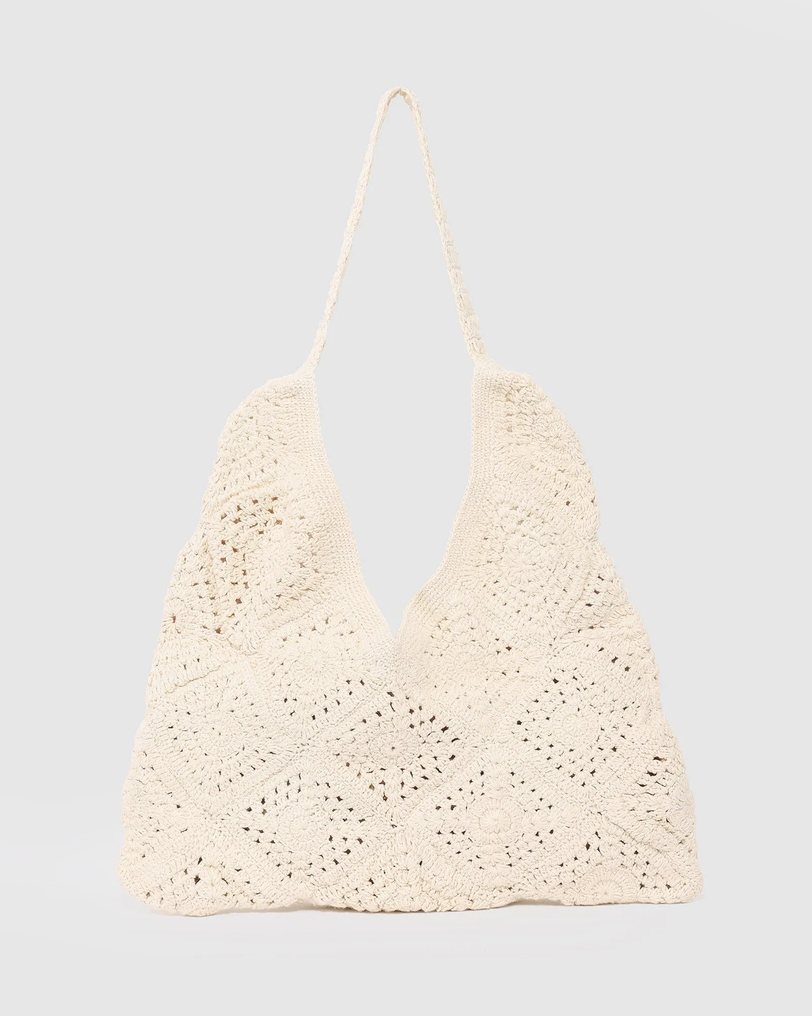 Natural Keira Crochet Shoulder Bag