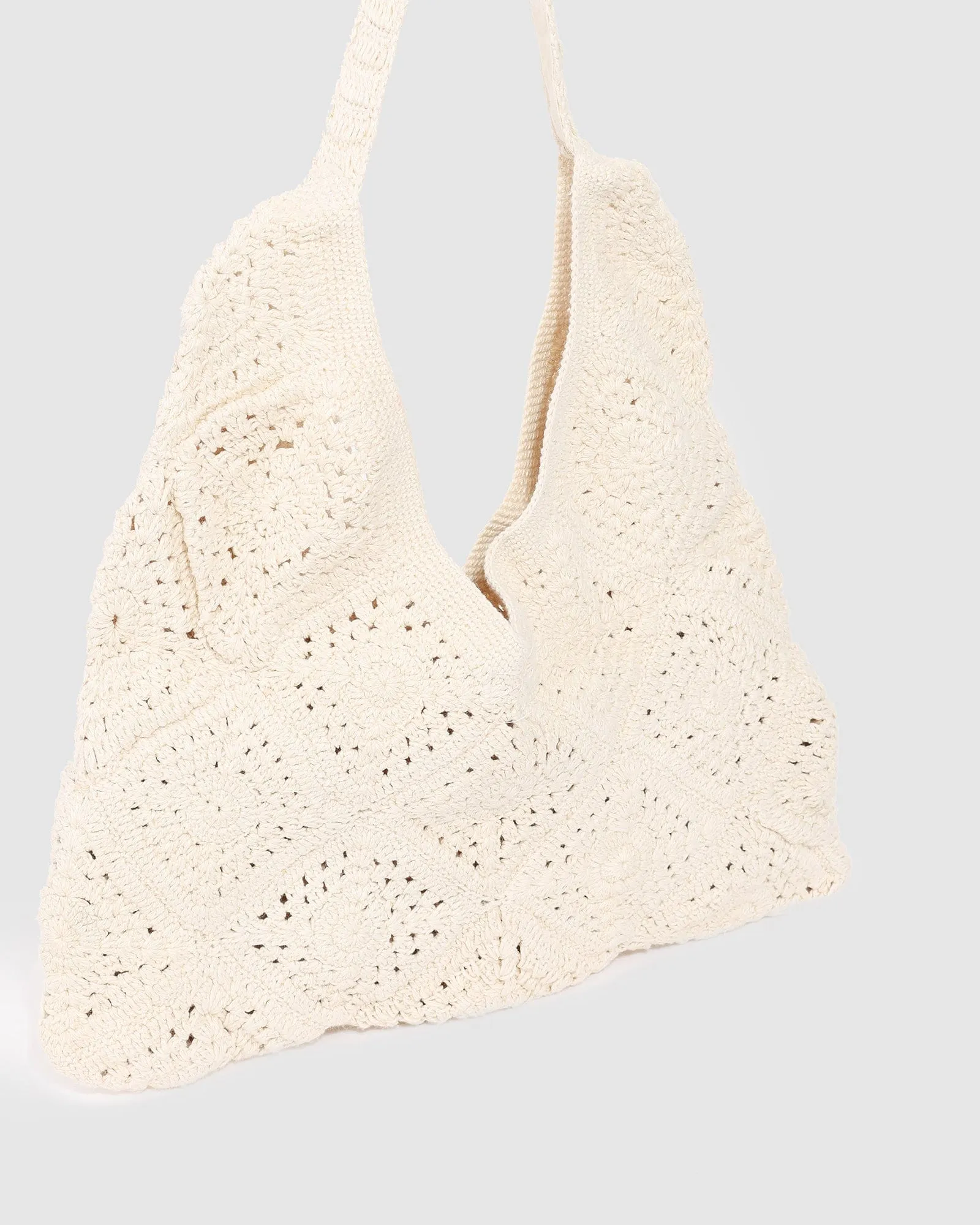 Natural Keira Crochet Shoulder Bag