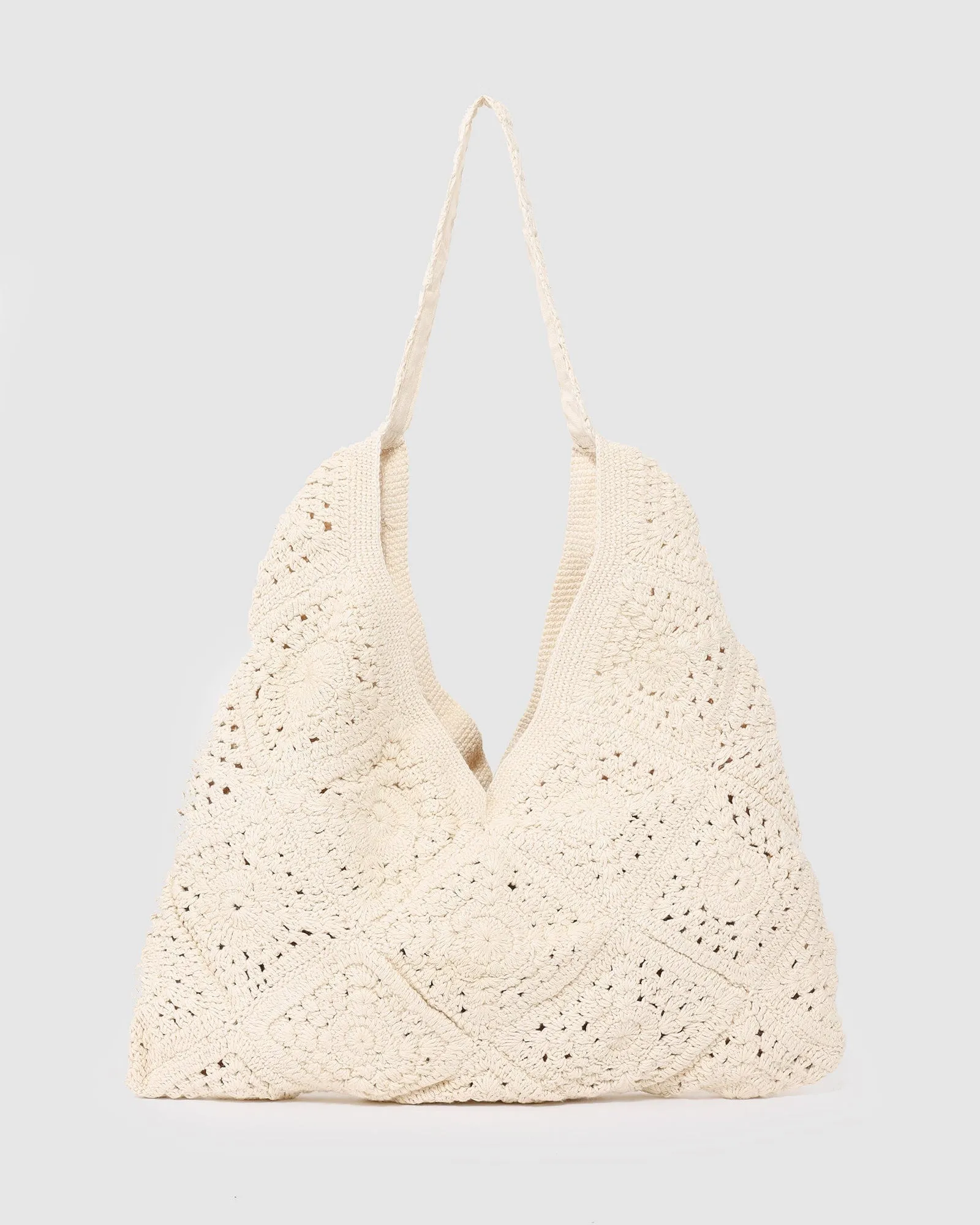 Natural Keira Crochet Shoulder Bag