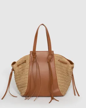 Natural Sofia Shoulder Tassel Bag