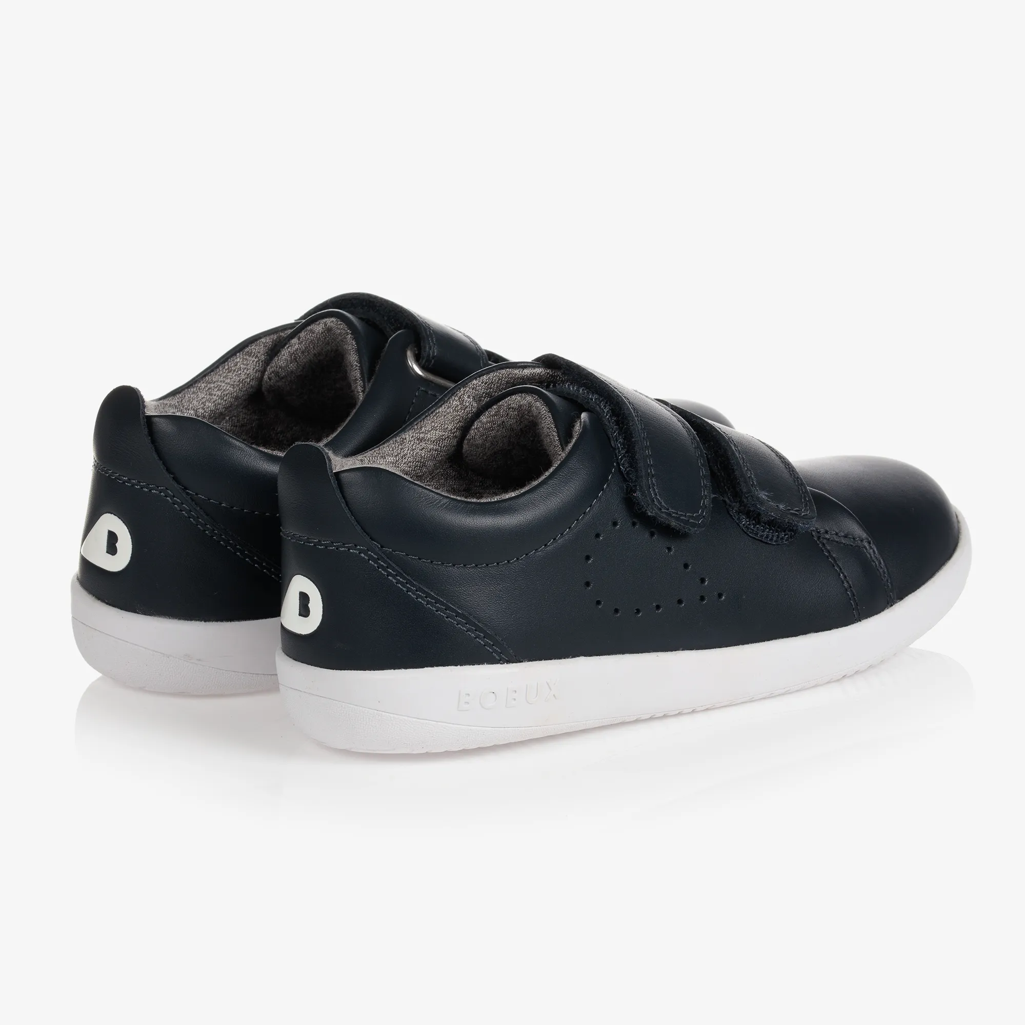 Navy Blue Leather Trainers