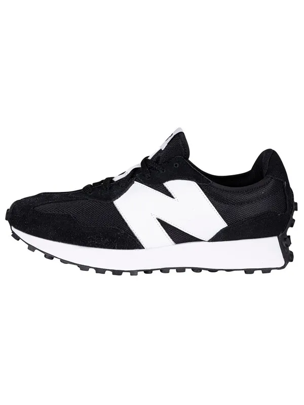 New Balance 327 Big Logo Suede Trainers - Black/White