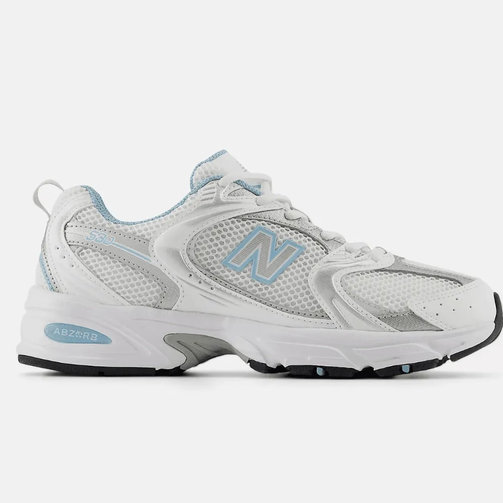 New Balance Womens 530 Trainers in White with Blue Chrome