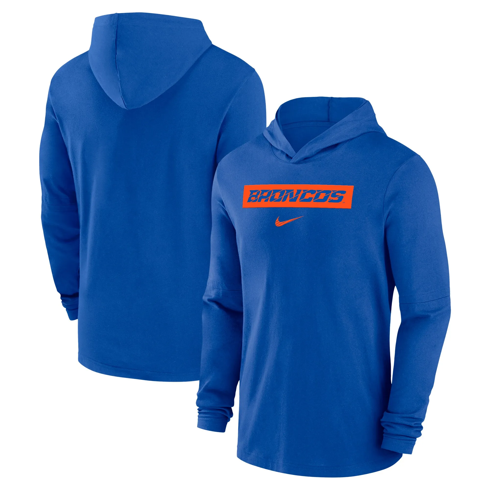 Nike Boise State Broncos Royal 2024 Sideline Performance Long Sleeve Hoodie Top