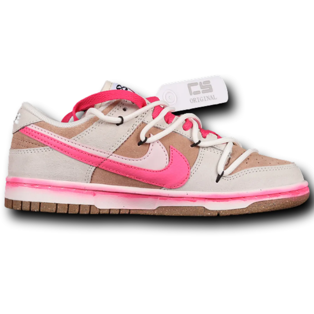 Nike dunk low double swoosh pink white