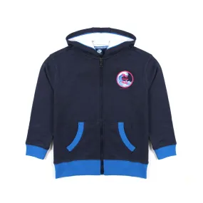 North Sails Navy Blue And Sky Blue Hoodie With Multicolor Prints