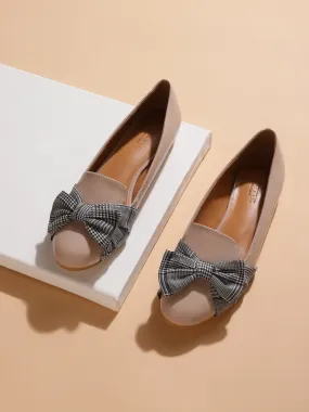 Nude Patent Check Bow Belly Flats (TC-RLST4-NUD)