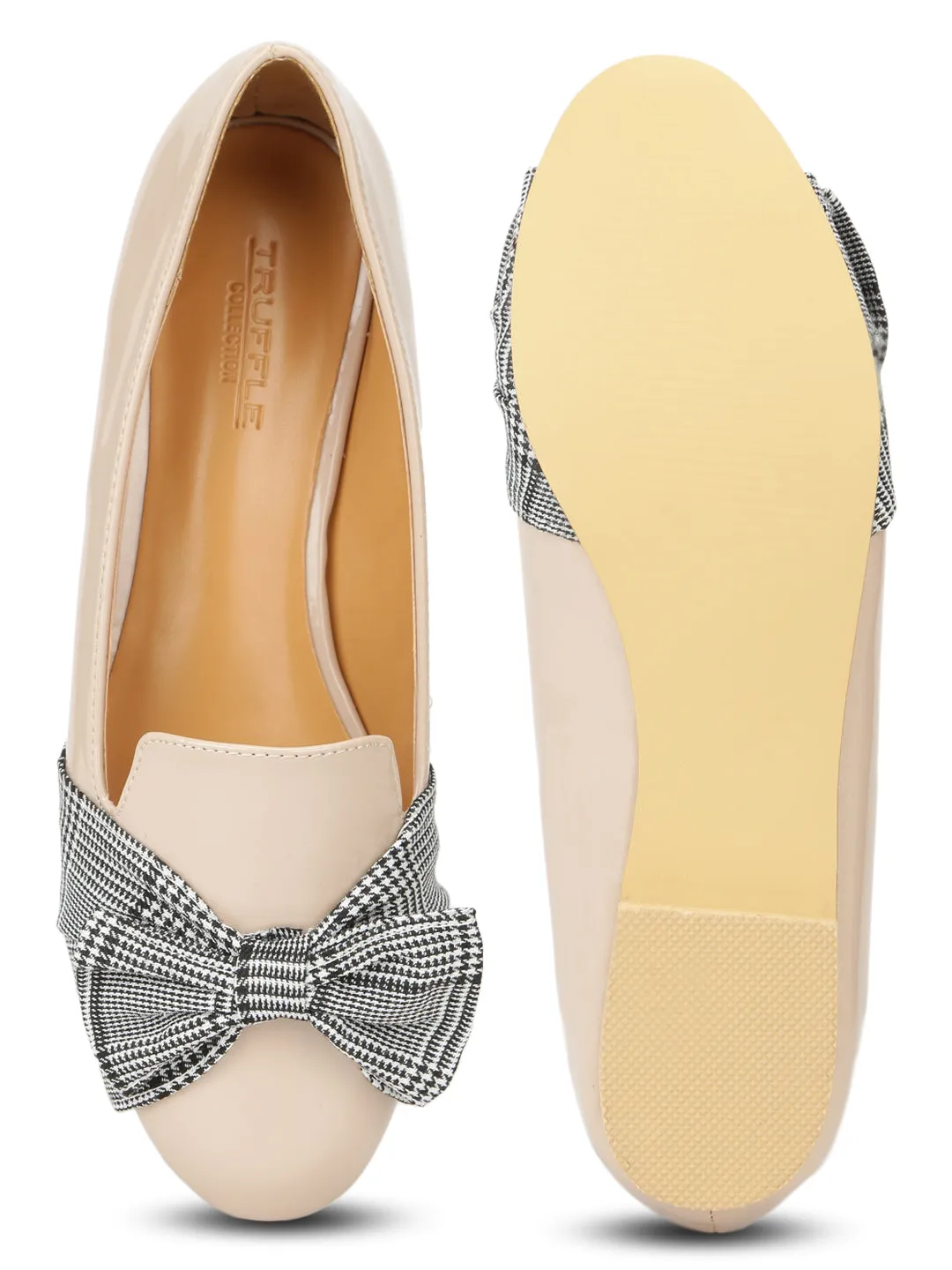 Nude Patent Check Bow Belly Flats (TC-RLST4-NUD)