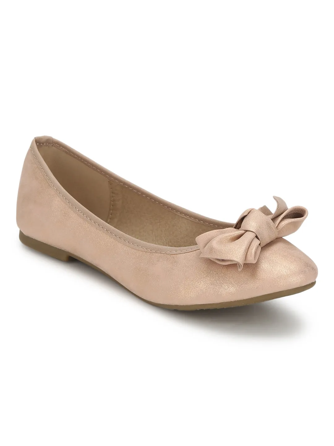 Nude PU Big Bow Belly Flats