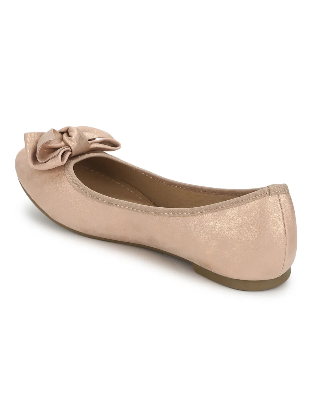 Nude PU Big Bow Belly Flats