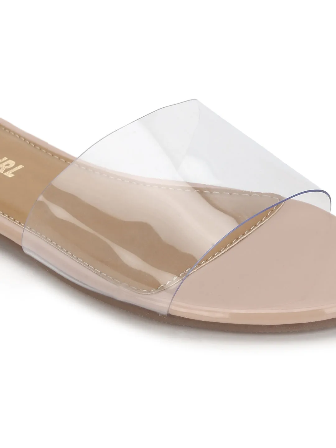 Nude PU Perspex Clear Flats