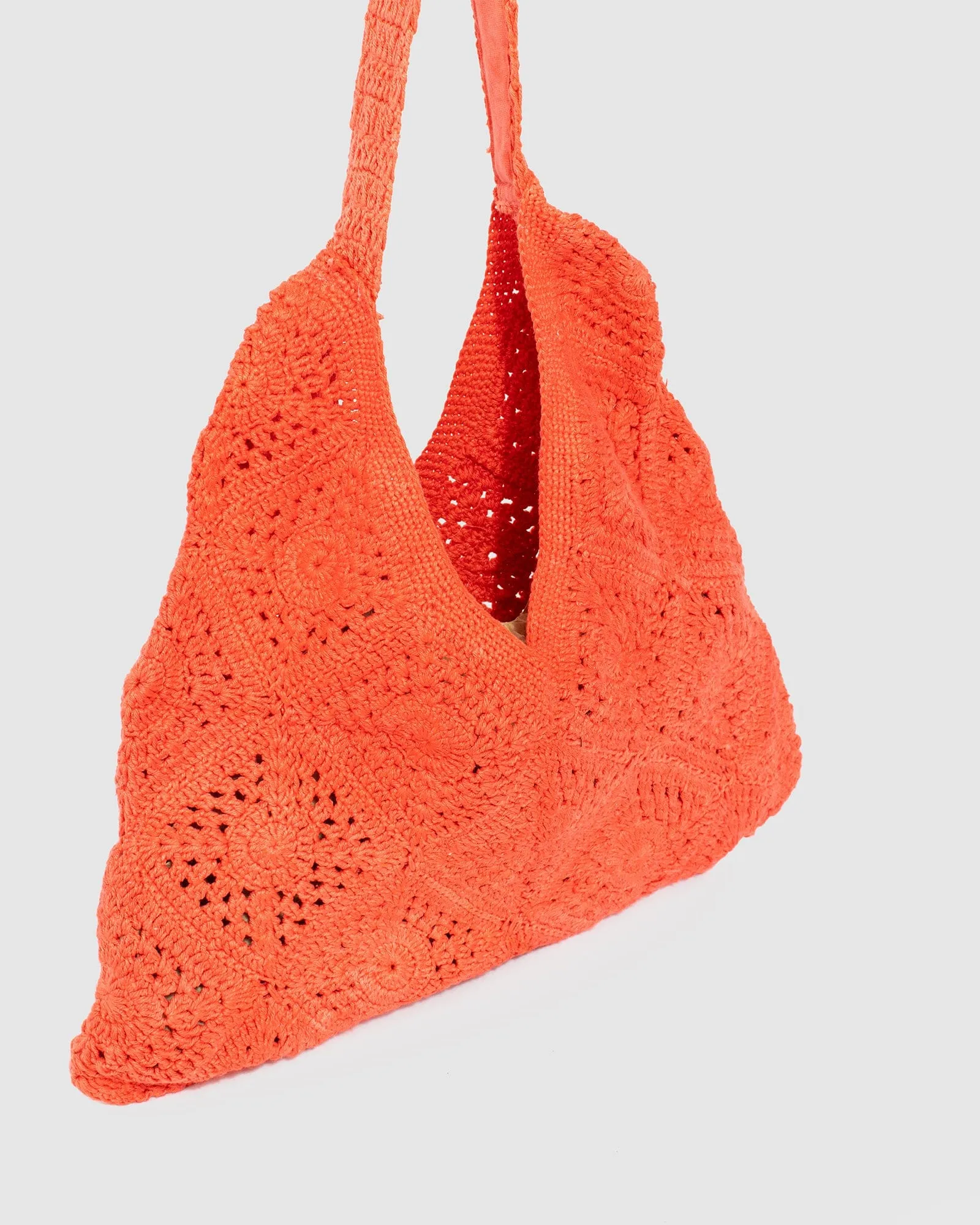 Orange Keira Crochet Shoulder Bag