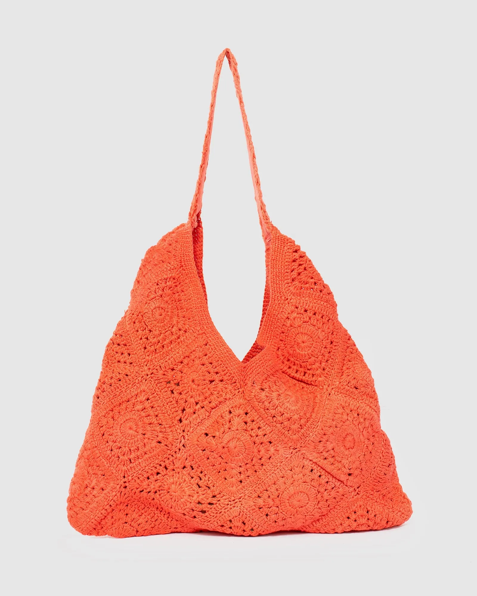 Orange Keira Crochet Shoulder Bag